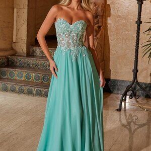 Strapless formal dress.Prom party bridesmaid evening gala military ball gown